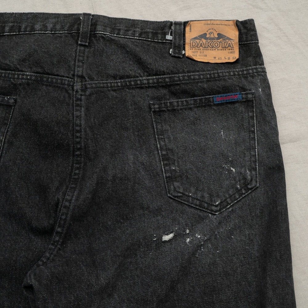 Vintage 80s 90s Dakota By 5 Brothers Black‎ Cotton Denim Jeans 40 x 31 USA Made - Picture 9 of 11